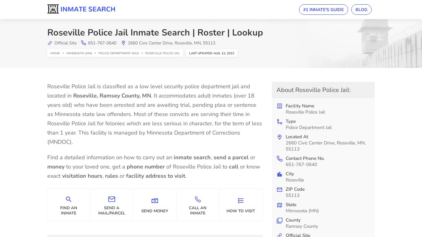 Roseville Police Jail Inmate Search | Roster | Lookup